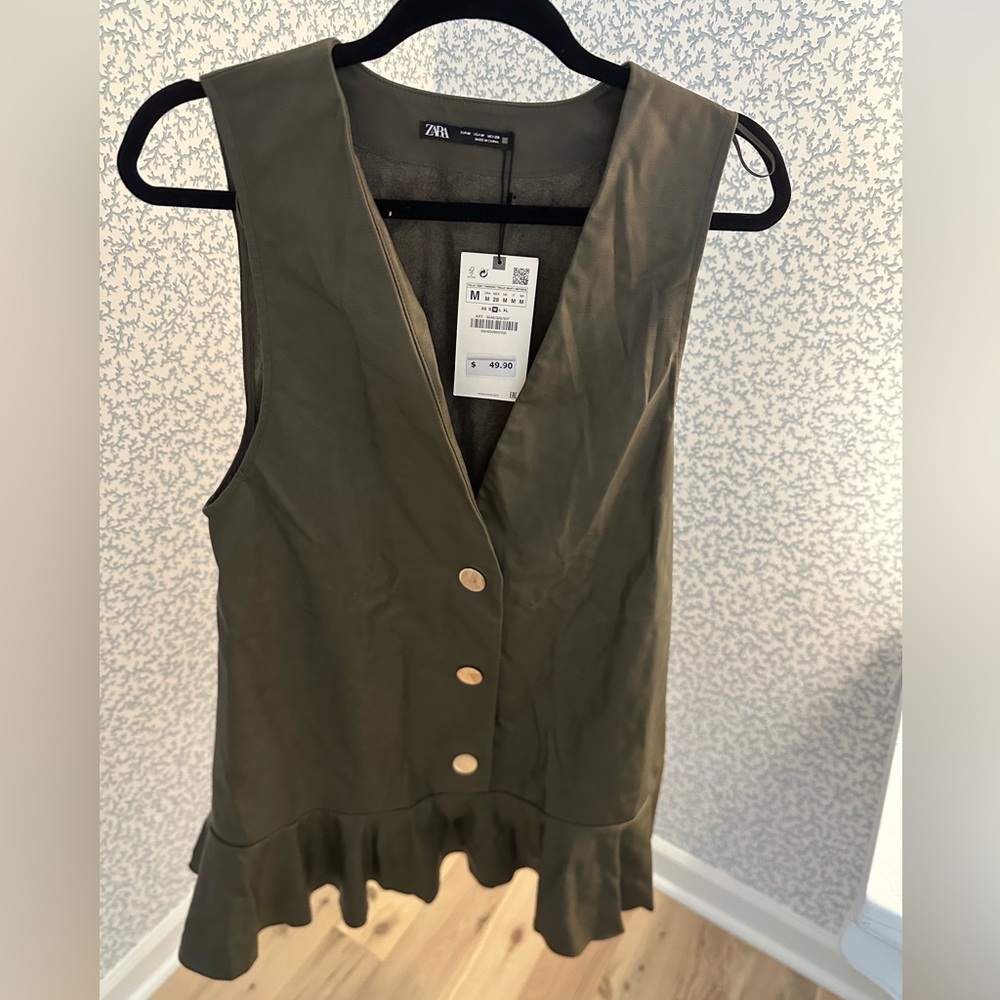 Zara Olive Green Sleeveless Dress